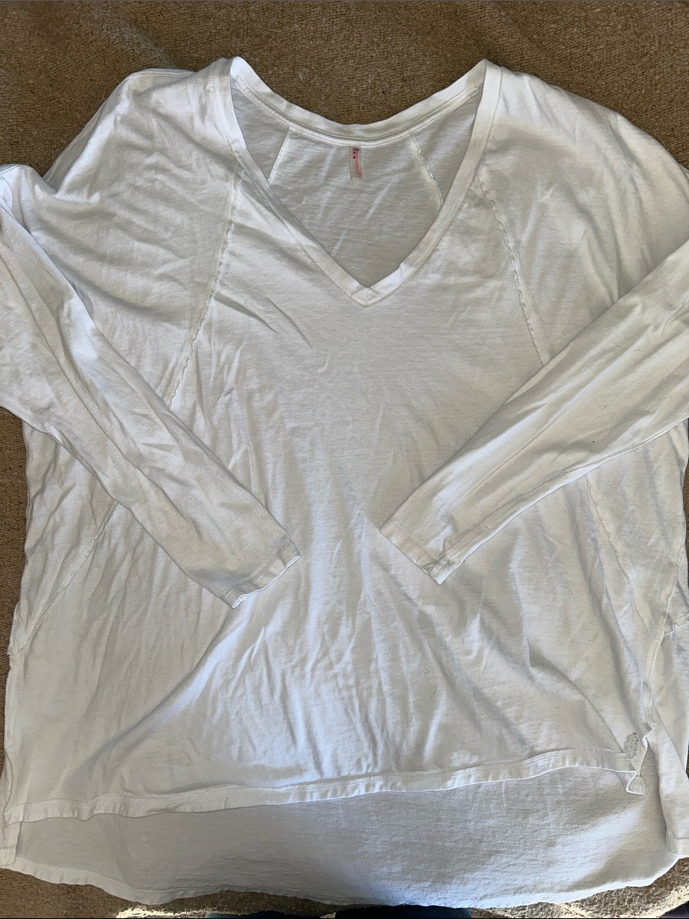FP Movement by Free People White V-Neck Long Sleeve Tee
